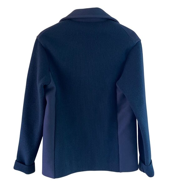 Neil Barrett Mens Coat Size 48 Blue Slim Fit Knit Sleeve And Back Pea Casual - Picture 2 of 12